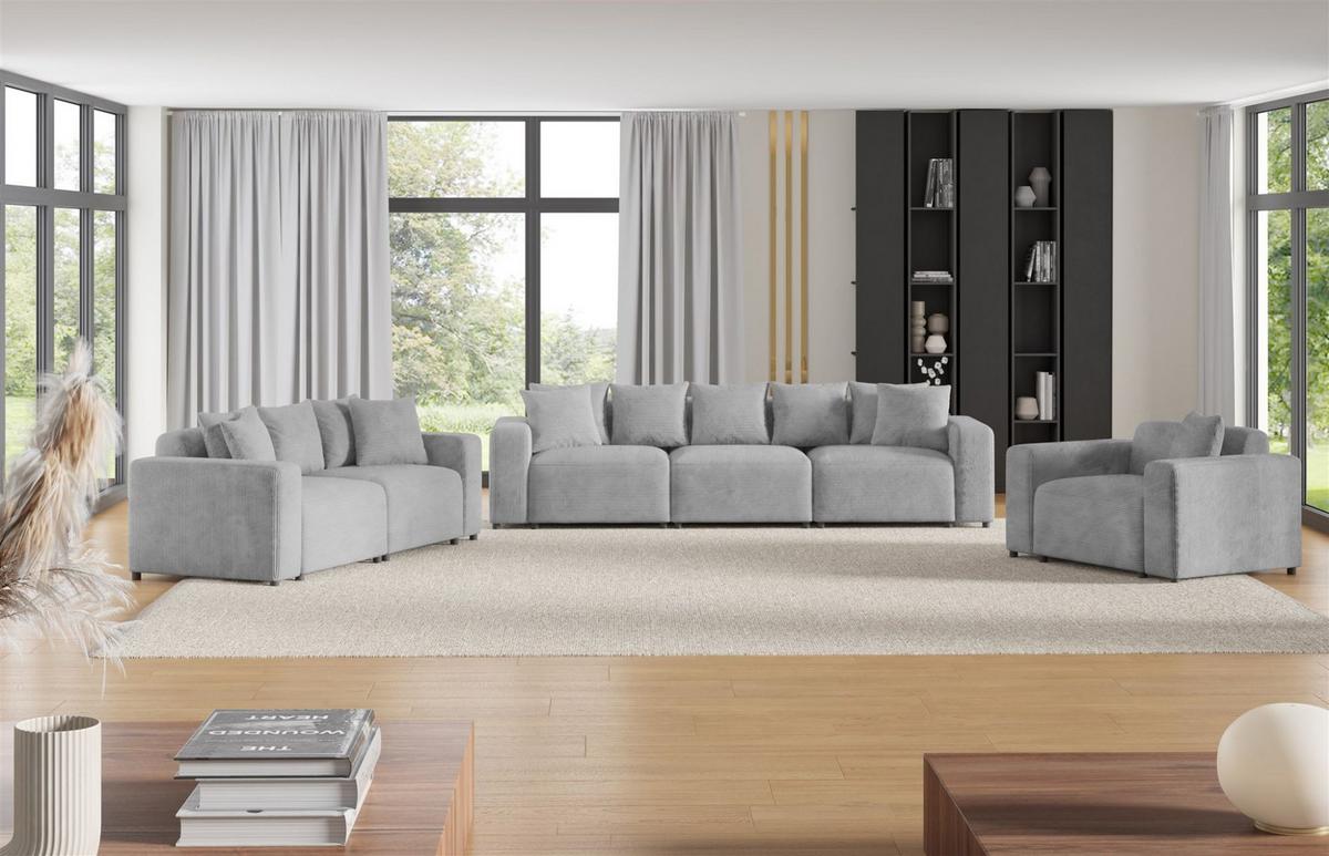 SOFA Megan 2-sitzer In Poso - Hellgrau, Holzwerkstoff/Textil (236/75/98cm) - Fun Möbel