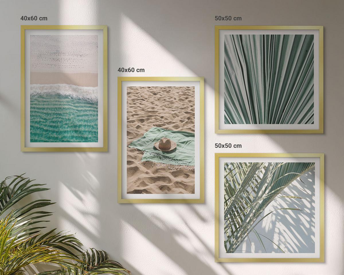 BILDER SET 4er Set - 50x50 cm & 40x60 cm Goldrahmen - Urlaubsblick Strand Meer - Goldfarben, Kunststoff (50/50cm) - TULUP