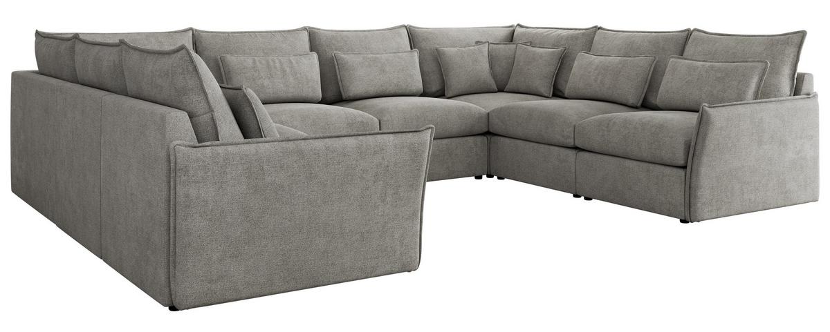 WOHNLANDSCHAFT VERSO U 8M Hellgrau Struktur - Hellgrau/Schwarz, Kunststoff/Textil (362/93/270cm) - MKS