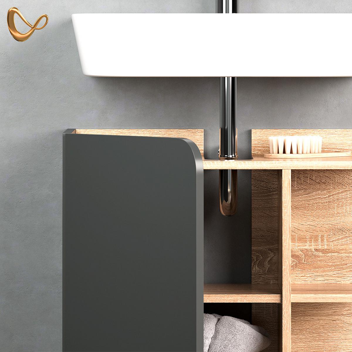 BADMÖBEL-SET Marano Anthrazit 2 Teile - Anthrazit, Holzwerkstoff (35/65/60cm) - Livinity®