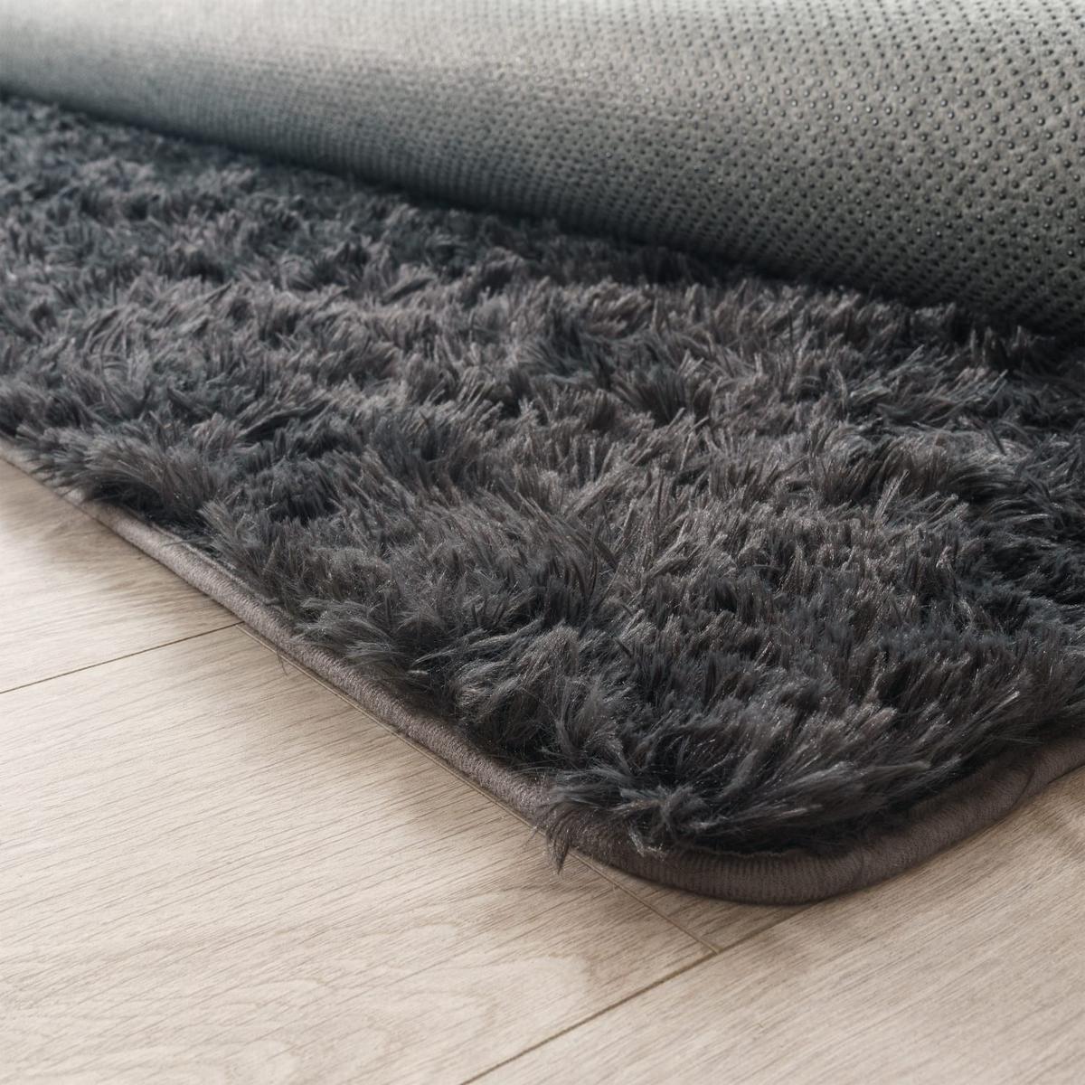 HOCHFLORTEPPICH, einfarbig, aus Polyester, Anthrazit, Ø 80 cm - Anthrazit, Textil (80/80cm) - KADIMA DESIGN