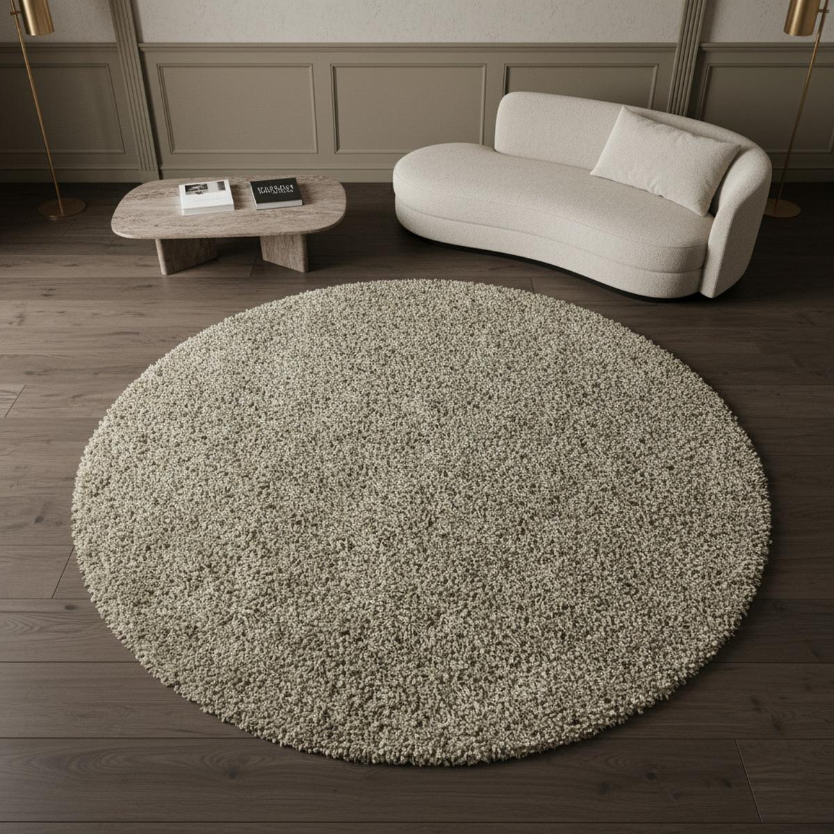 TEPPICH Hochflor SPREE in Natur, einfarbig, Ø 160 cm - Beige, Textil (160/160cm) - KADIMA DESIGN