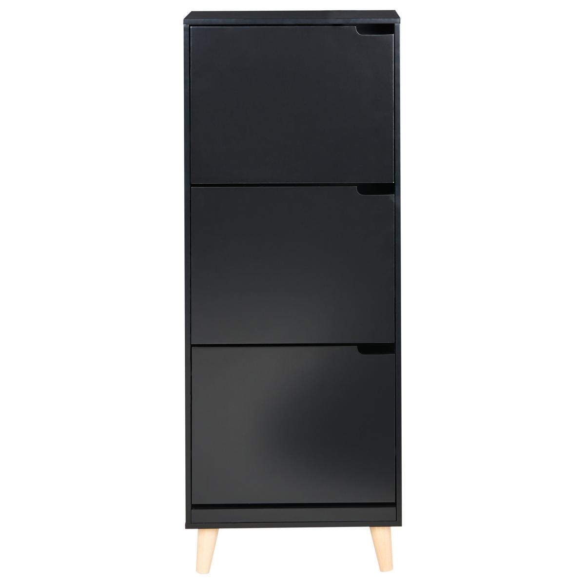 SCHUHSCHRANK Schwarz Neika - Hellbraun/Schwarz, Holzwerkstoff (47/121/24cm) - Beliani