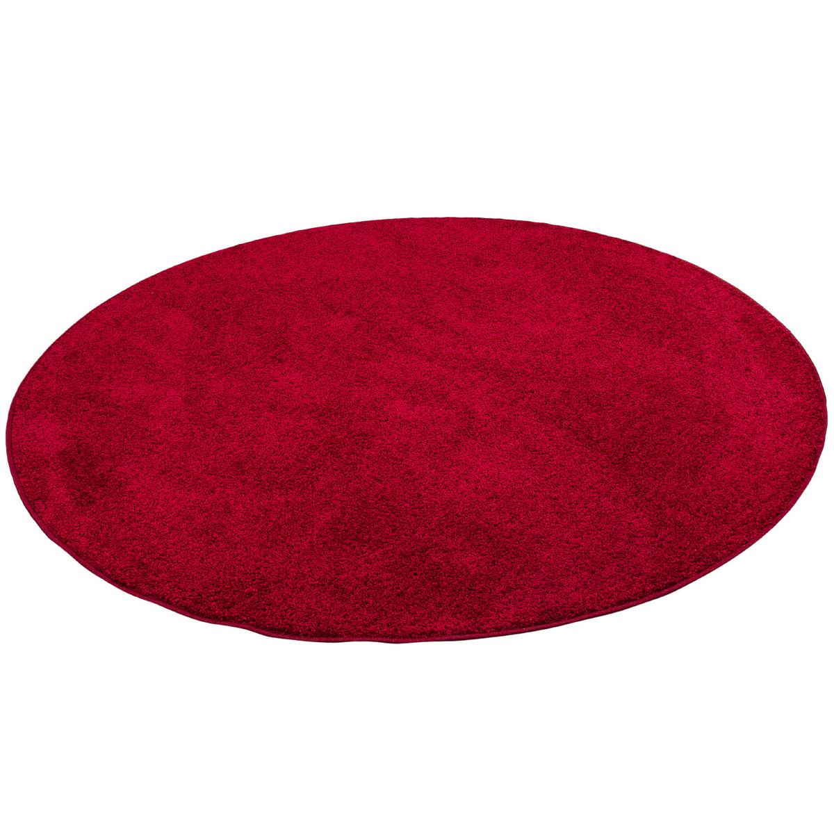 HOCHFLOR VELOURS TEPPICH COTTAGE RUND - Rot, Textil (100/100cm) - Snapstyle