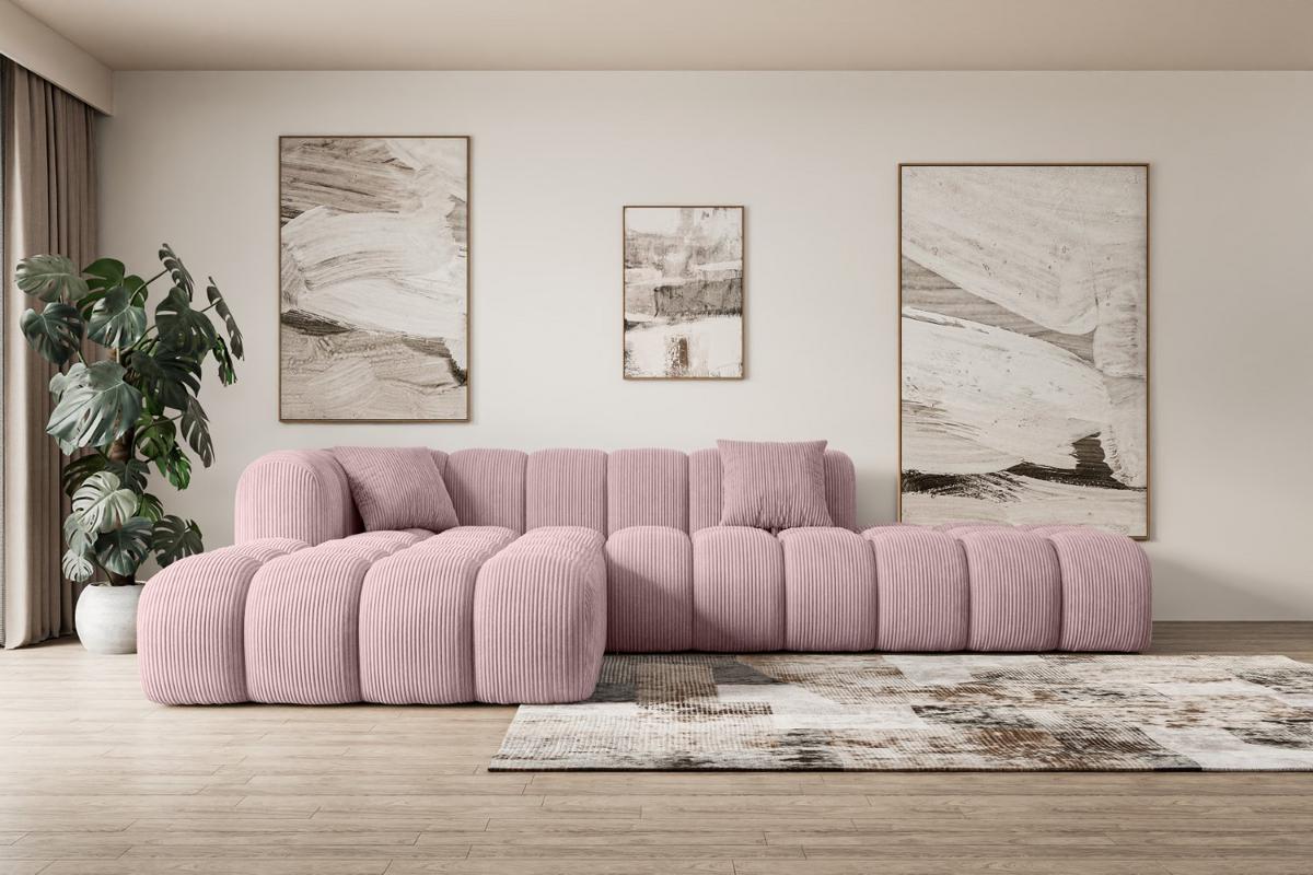 ECKSOFA Ottomane Links OLEA-L2 - 289x176x71 cm Rosa - Schwarz/Rosa, Holzwerkstoff/Kunststoff (176/289cm) - ALTDECOR