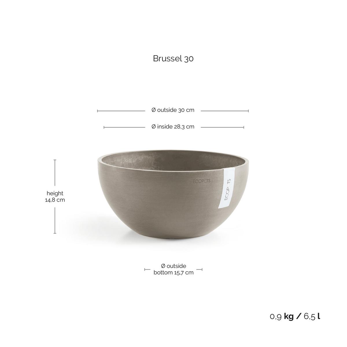 BLUMENTOPF Brussels 30/14,8 cm Taupe - Taupe, Kunststoff (30/14.8cm) - Ecopots