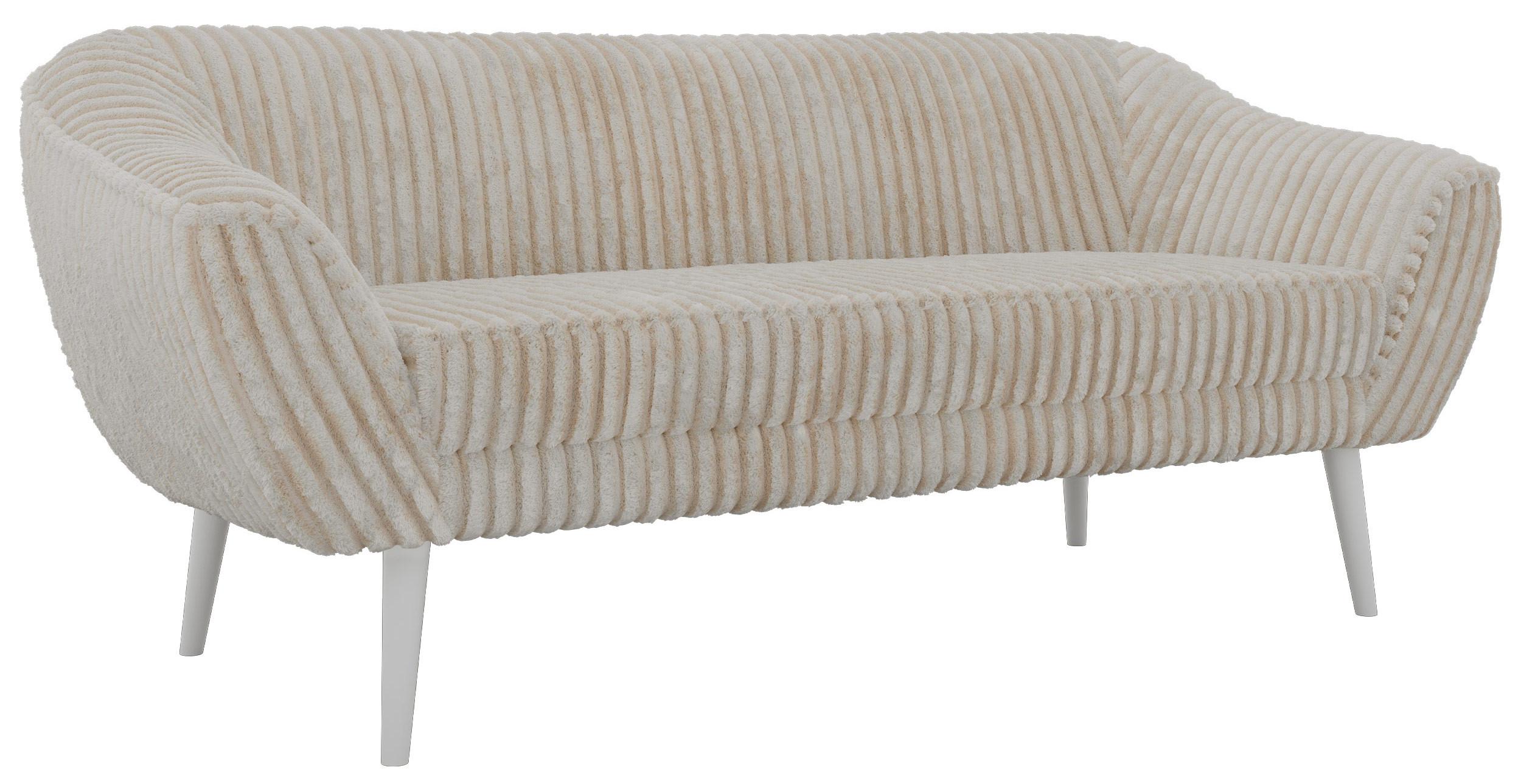 3-SITZER-SOFA PIRS - Beige Cord - Weiße Beine - Beige/Creme, Holzwerkstoff/Textil (180/75/74cm) - MKS