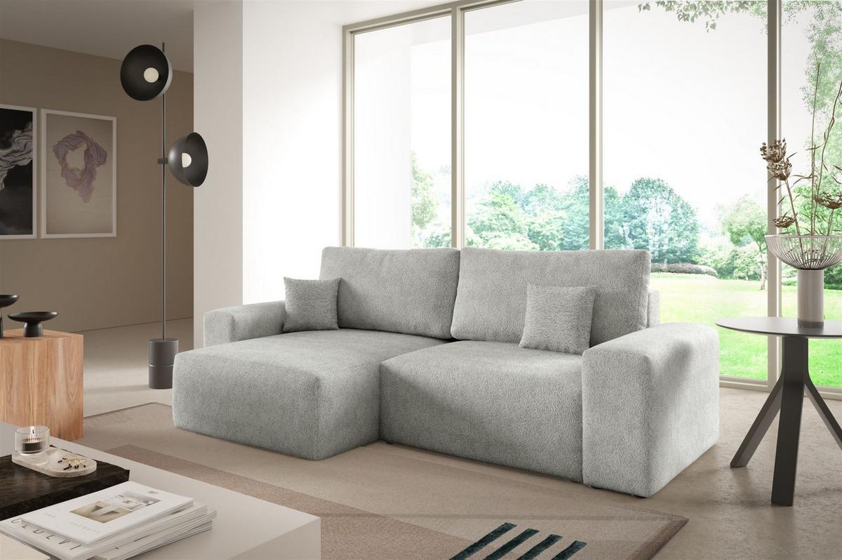 ECKSOFA Arona Xs Mit Schlaffunktion - Hellgrau, Holzwerkstoff/Textil (148/255cm) - Fun Möbel