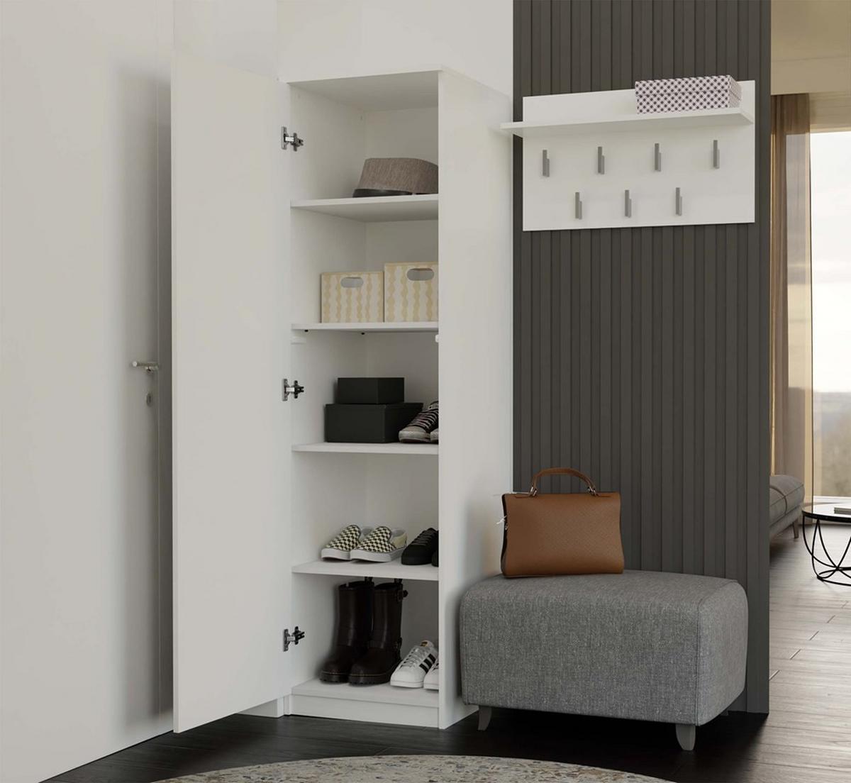 KLEIDERSCHRANK Weiß 50/180/50 - Weiß, Holzwerkstoff (50/180/50cm) - RAUMHIRSCH FURNITURE
