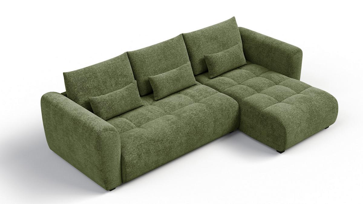 ECKSOFA SORENO 4-Sitzer, dunkelgrün - Dunkelgrün/Schwarz, Holz/Textil (293/171cm) - Wozimo