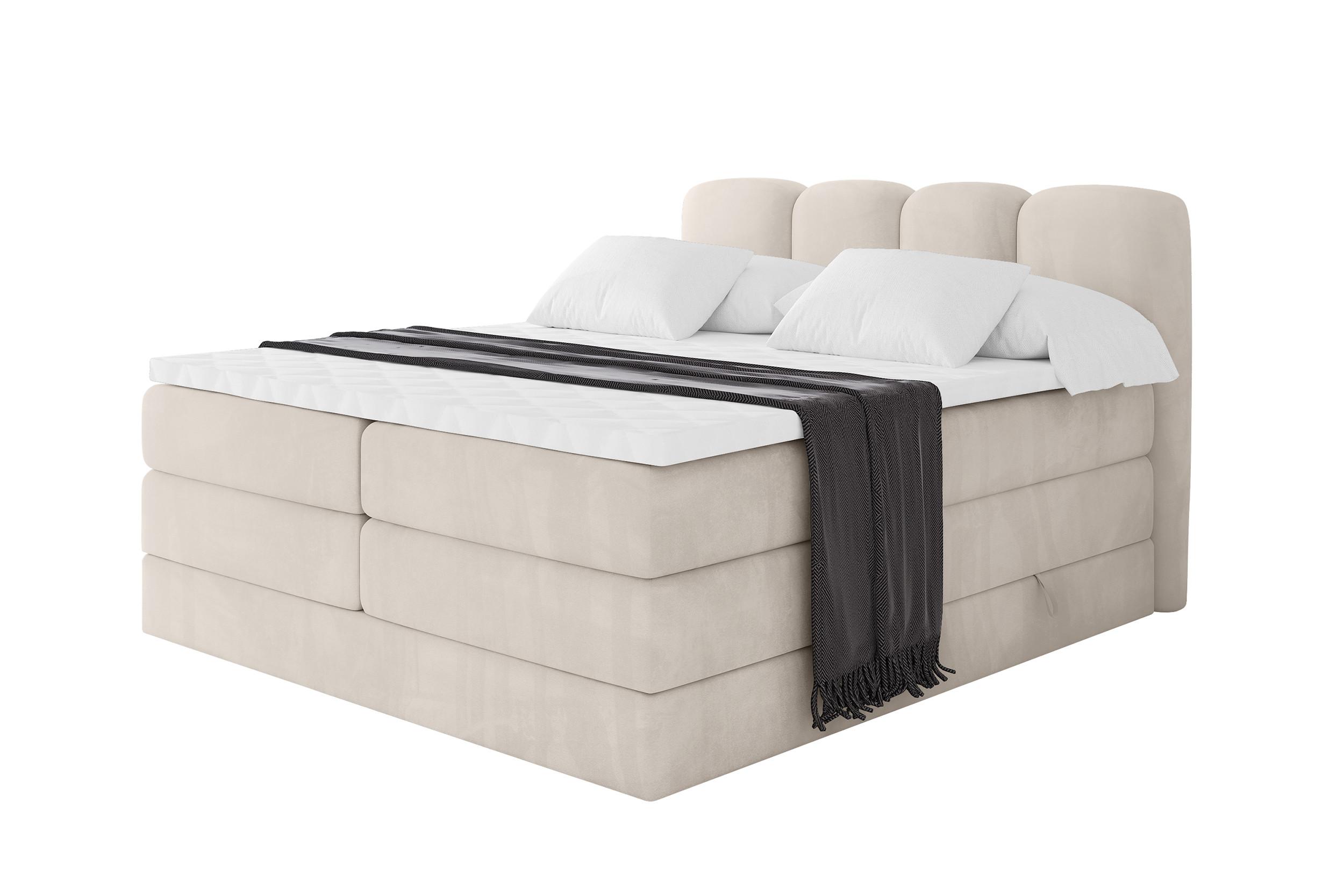 BOXBETT mit Matratze H3|H4 - NINA KING - 140x200 cm - Beige - Champagner, Holzwerkstoff (140/200cm) - ALTDECOR