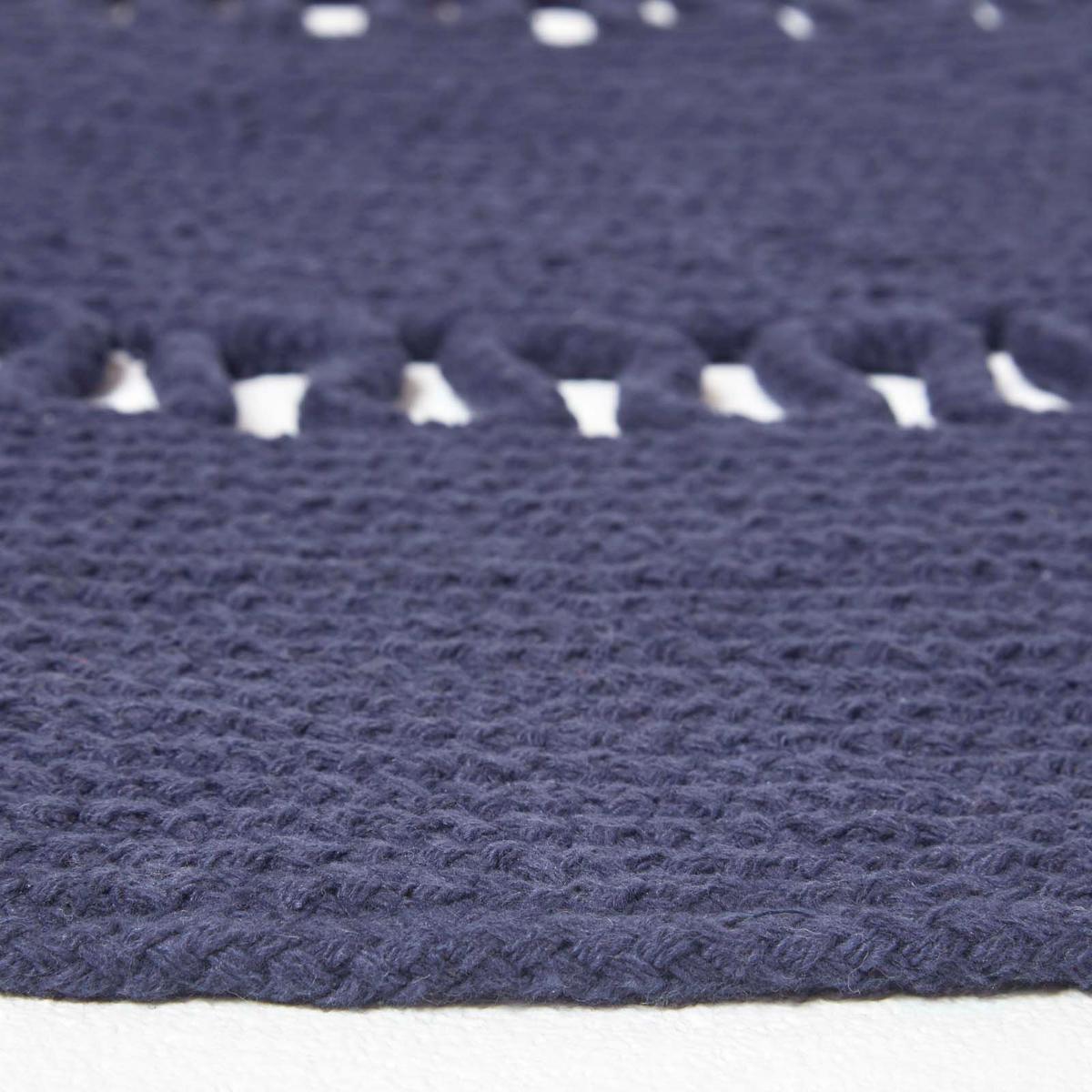 TEPPICH geflochten rund mit Häkel-Muster 120 cm - Dunkelblau, Textil (120/120cm) - Homescapes