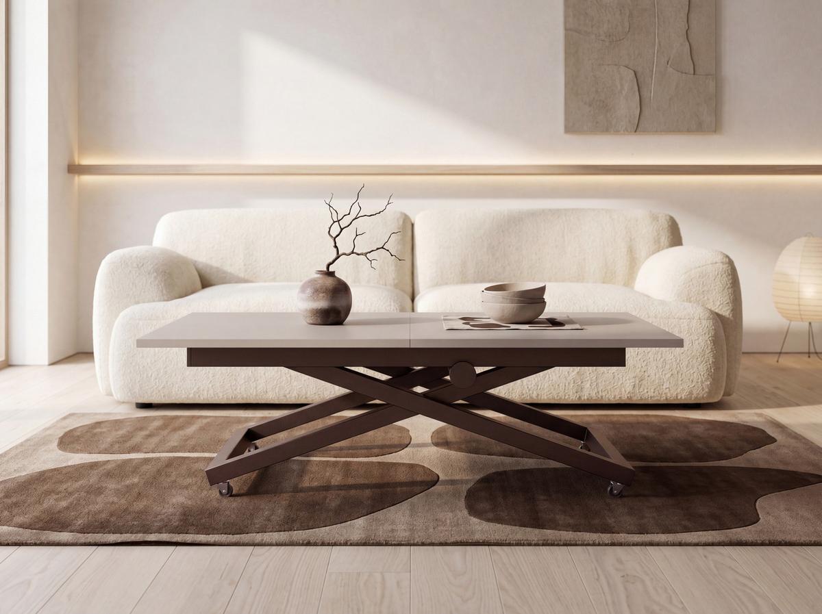 COUCHTISCH Axen höhenverstellbar ausziehbar, Kaschmir 120-160/80/38-75 cm - Kaschmir/Beige, Holzwerkstoff/Metall (80/160/75cm) - WFL GROUP
