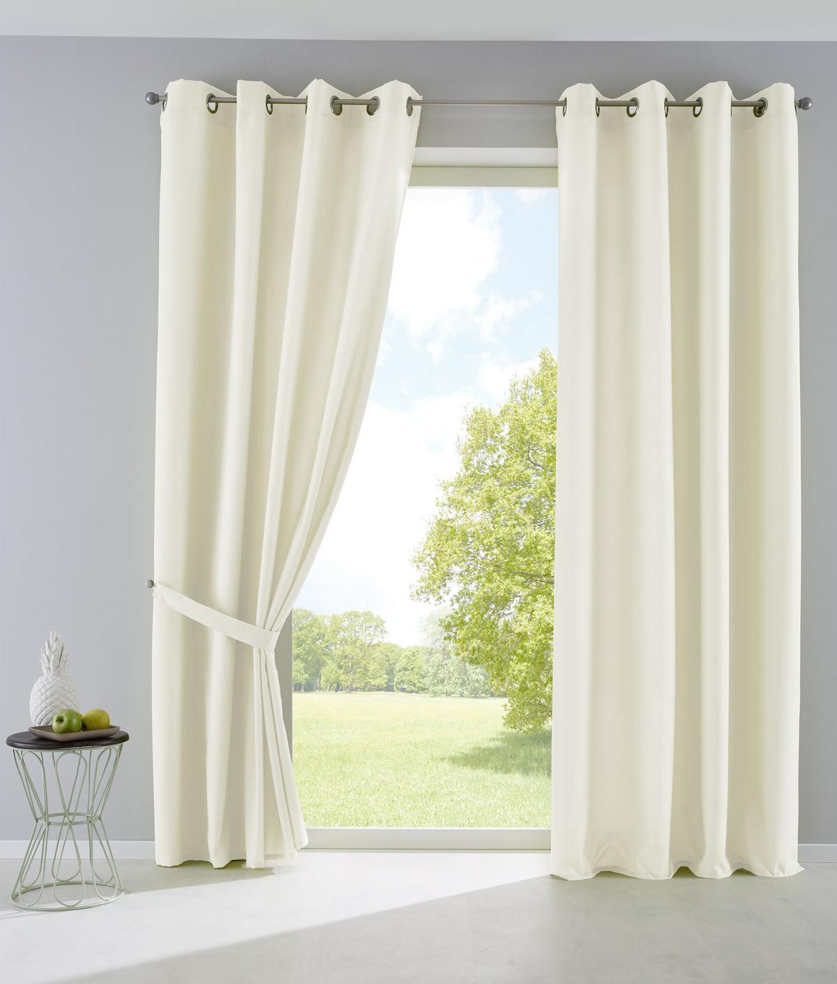 VORHANG 2ER SET PALERMO HxB 175x140 cm Creme - Creme, Textil (140/175cm) - Gardinenbox