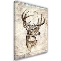LEINWANDBILD Hirsch-Skizze 1-teilig - Grau, Textil (40/60cm) - Feeby