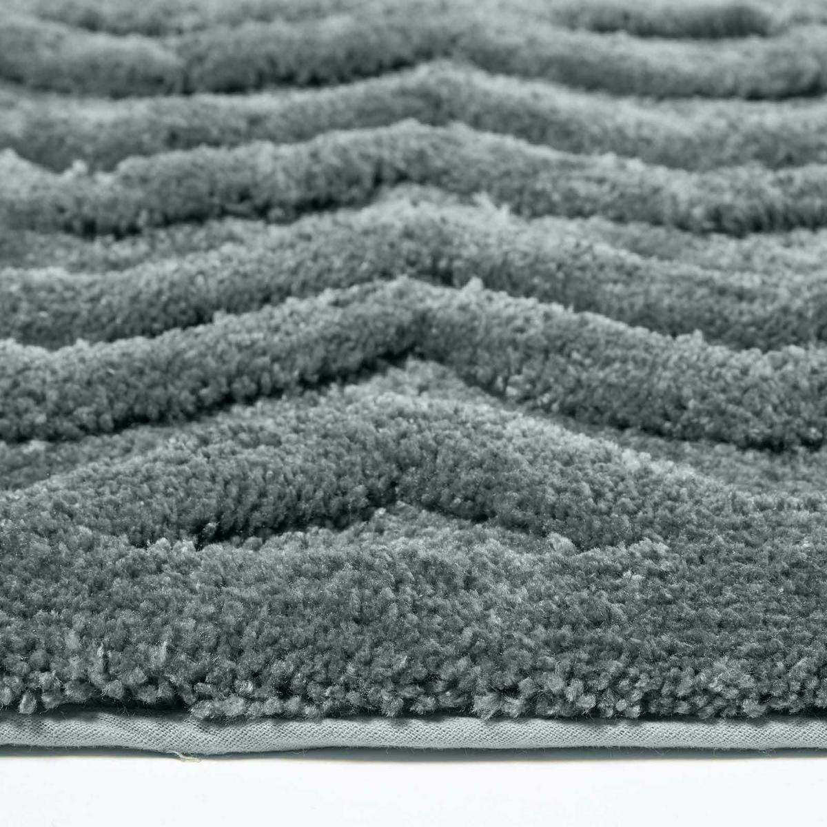 BADEMATTE 50/80 cm Chevron, Hochflor - Grau, Textil (50/80cm) - Homescapes
