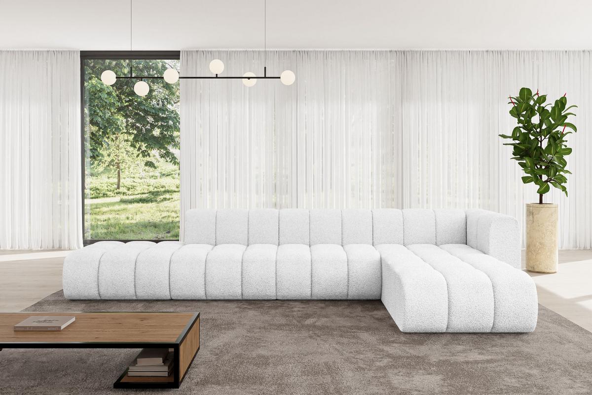 ECKSOFA modulares Sofa Zuvon-L2 - 387x177x70 cm Weiß - Weiß, Holzwerkstoff/Textil (387/177cm) - ALTDECOR