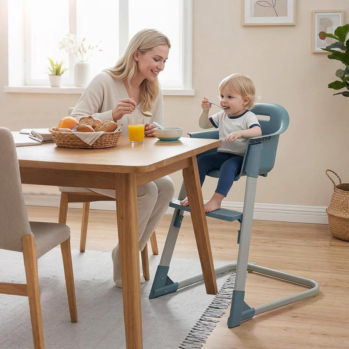BABYHOCHSTUHL mit abnehmbarem Tablett & Sitzkissen grau - Grau, Metall (62/86/58cm) - COSTWAY