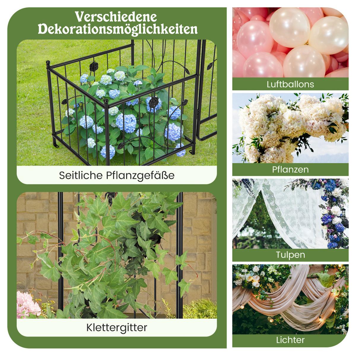 GARTENBOGEN Schwarz - Schwarz, Metall (202/220/50cm) - COSTWAY