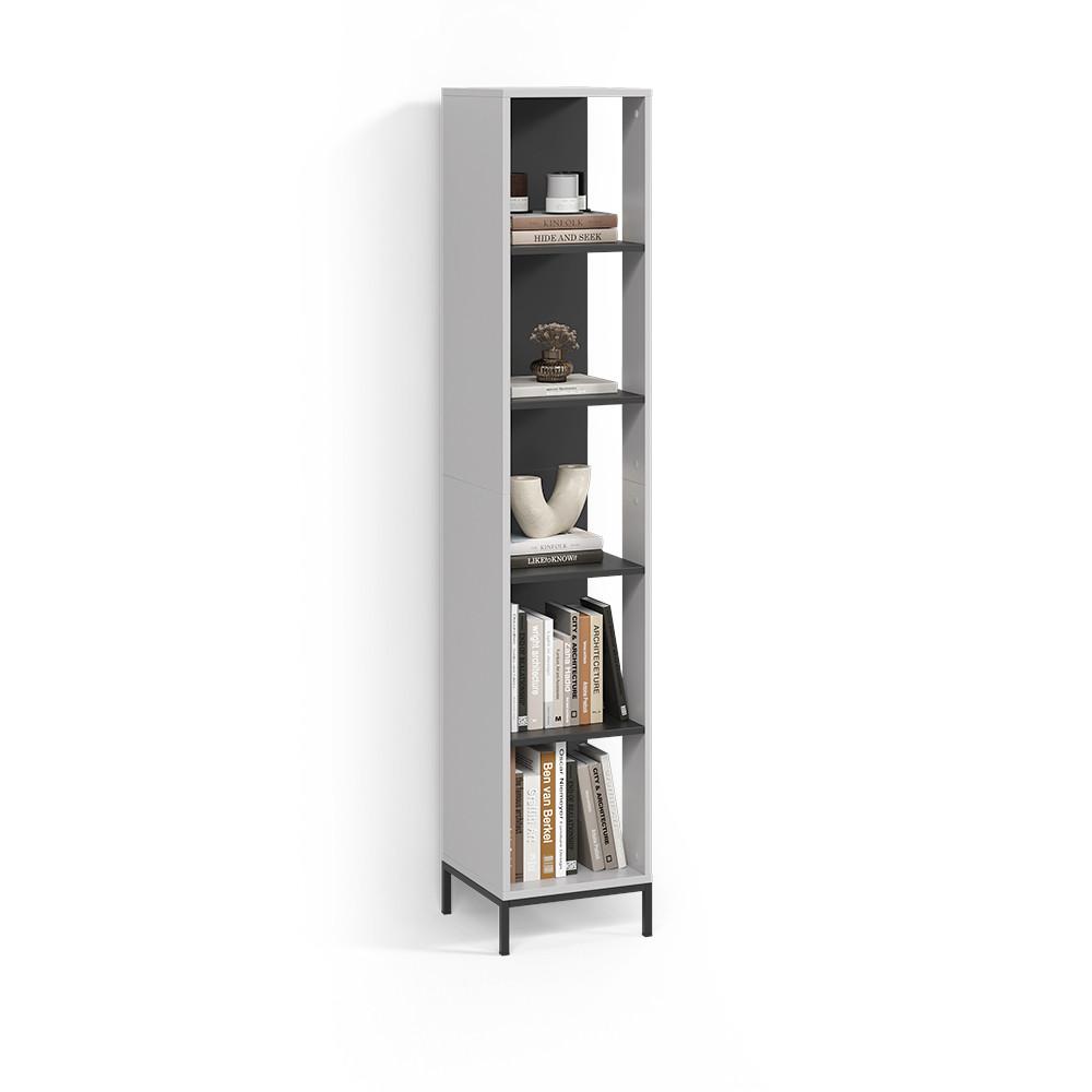 BÜCHERREGAL Aterno Grau mit 5 Fächern - Grau, Holzwerkstoff (36/188/36cm) - Livinity®