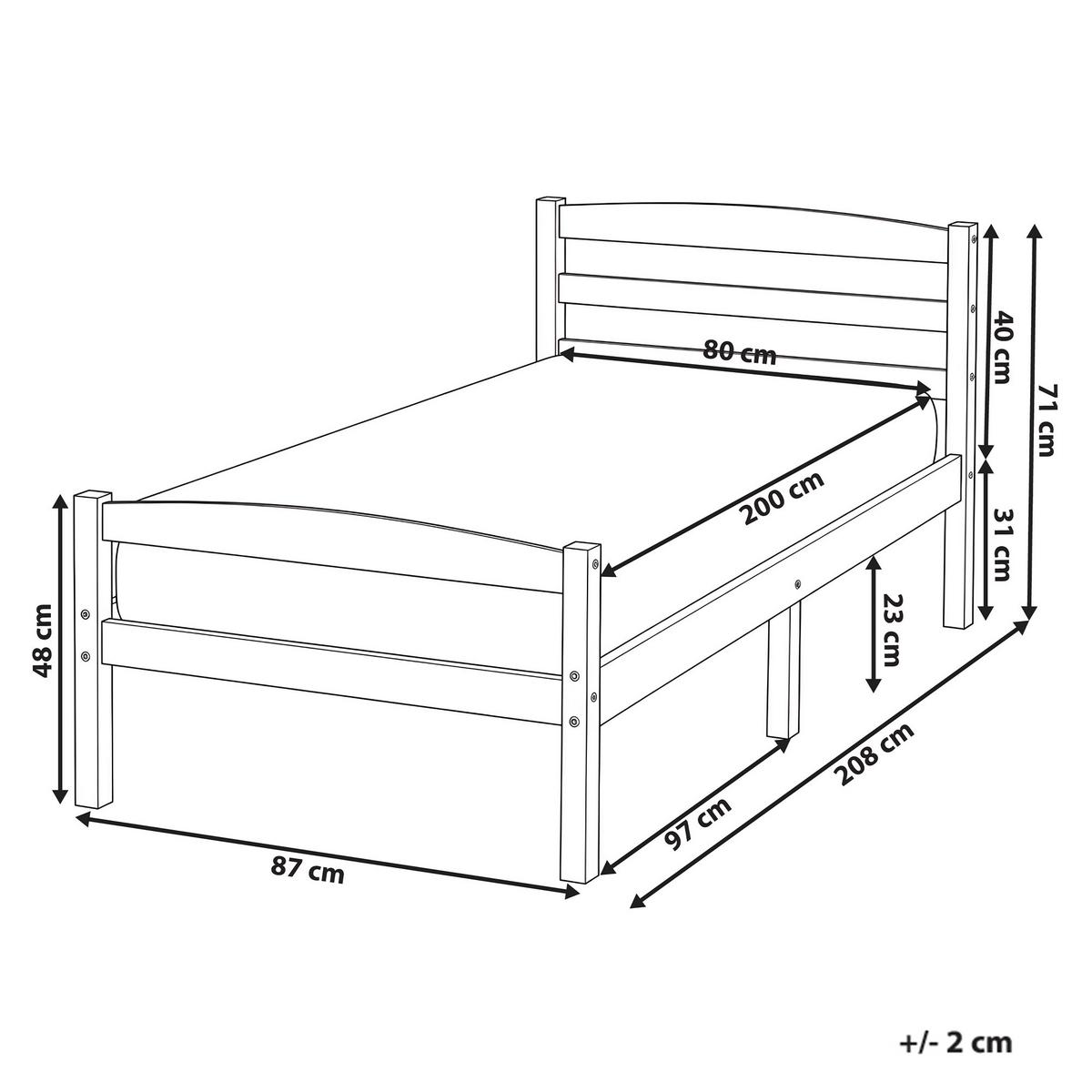 BETT mit Lattenrost 80/200 Kiefernholz Hellbraun Echallon - Hellbraun/Braun, Holz (80/200cm) - Beliani