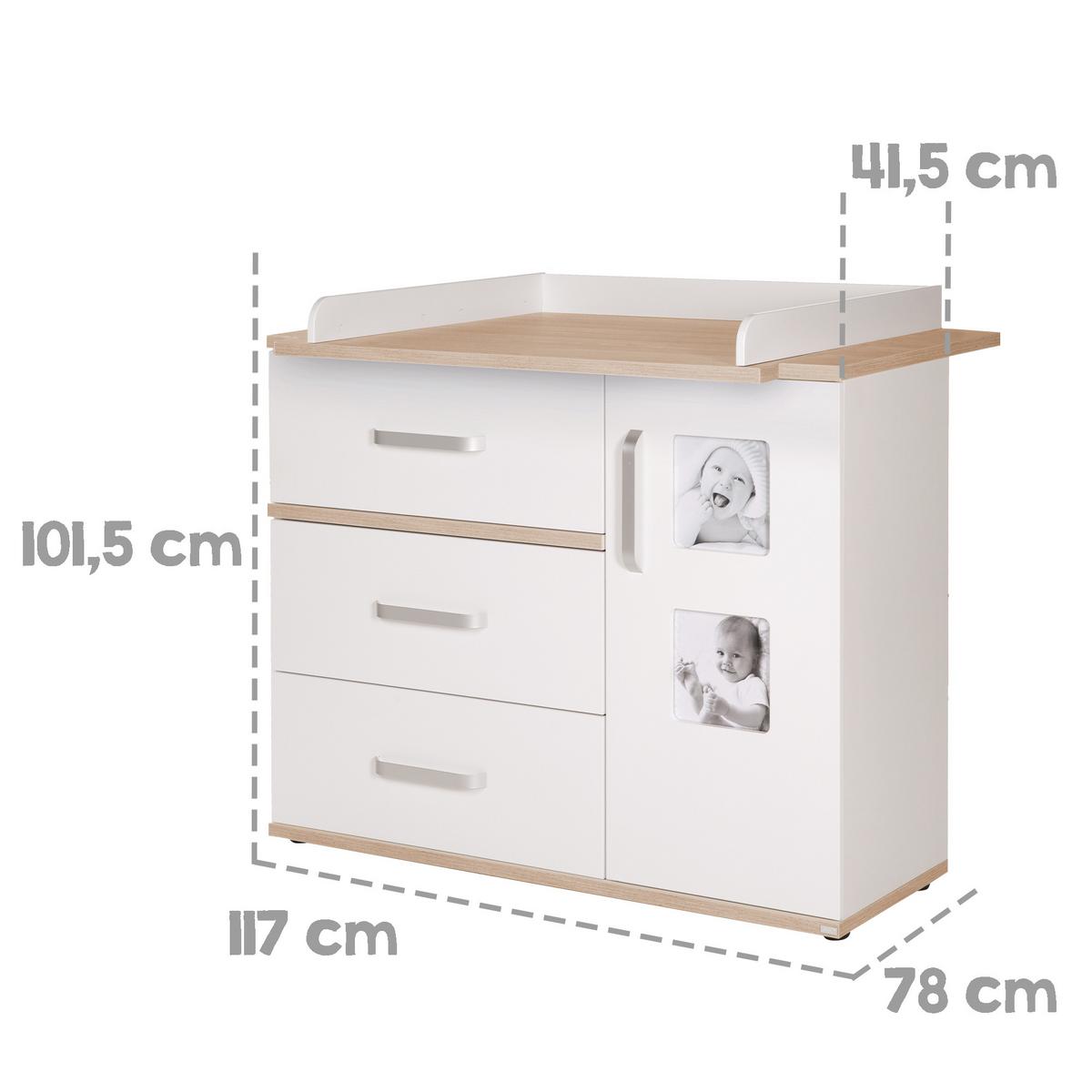 BABYZIMMER-SET Pia mit breiter Wickelkommode 3-teilig - Weiß, Holzwerkstoff (76/81/142.5cm) - Roba
