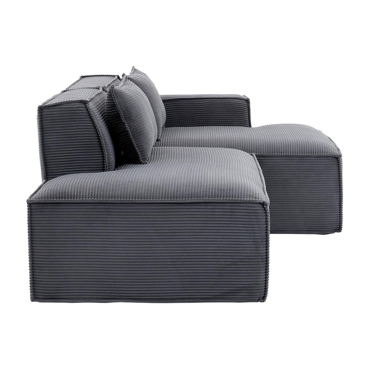 ECKSOFA gepolstert mit taschenfederkern & 2 kissen - Grau, Textil (235/129cm) - Urban Meuble