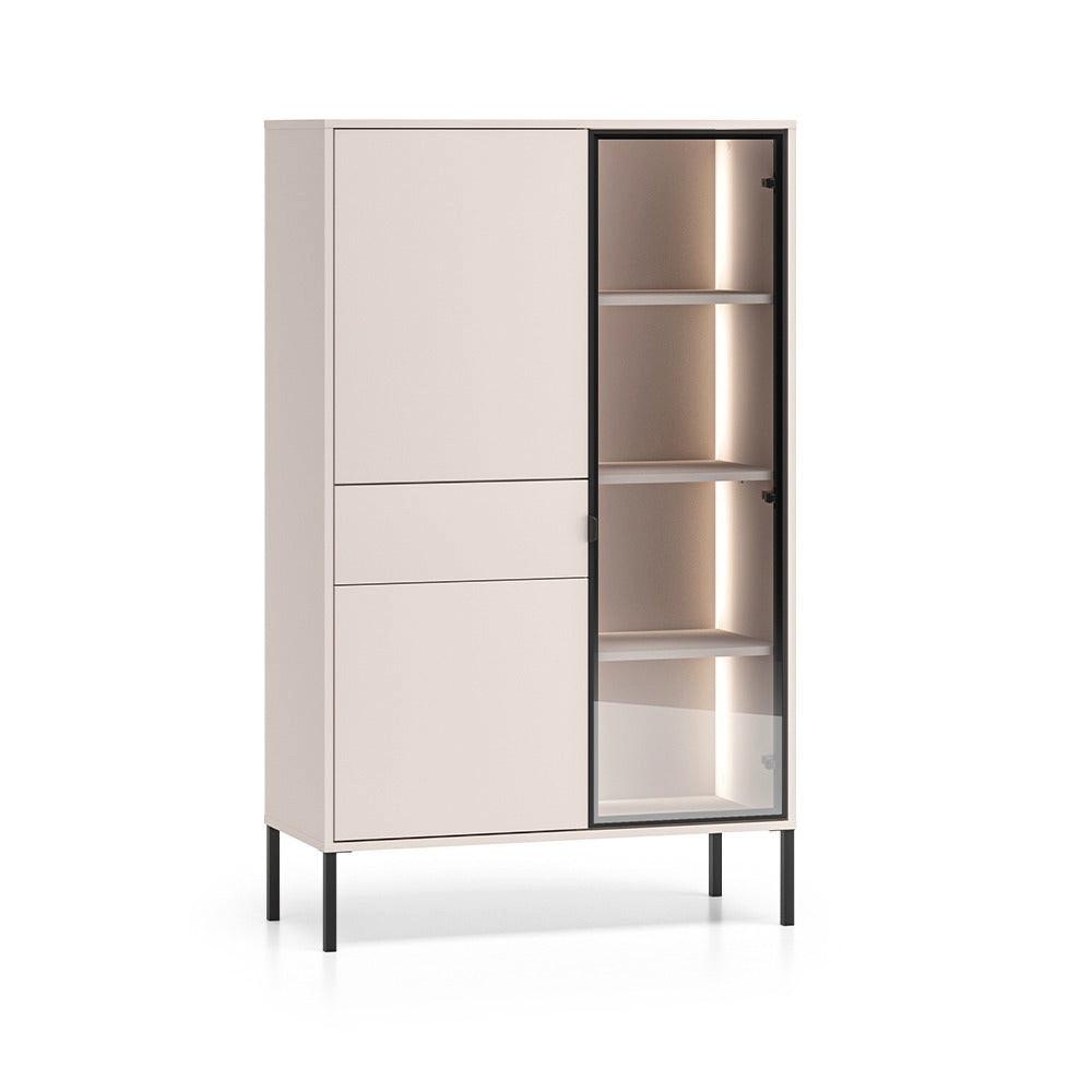 GESCHIRRSCHRANK Paige Kaschmir und Schwarz - Beige, Holzwerkstoff (92/150/40cm) - Petits-meubles