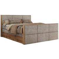 BOXSPRINGBETT ALBERO 2 KING DUO 160/200 Beige Strukture - H4 - Beige, Holz/Textil (160/200cm) - MKS