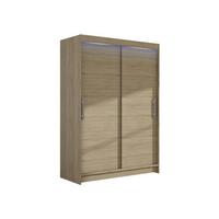 KLEIDERSCHRANK Miami I, mit RGB LED Beleuchtung - Silberfarben/Sonoma Eiche, Holzwerkstoff/Kunststoff (120/200/58cm) - MIRJAN24