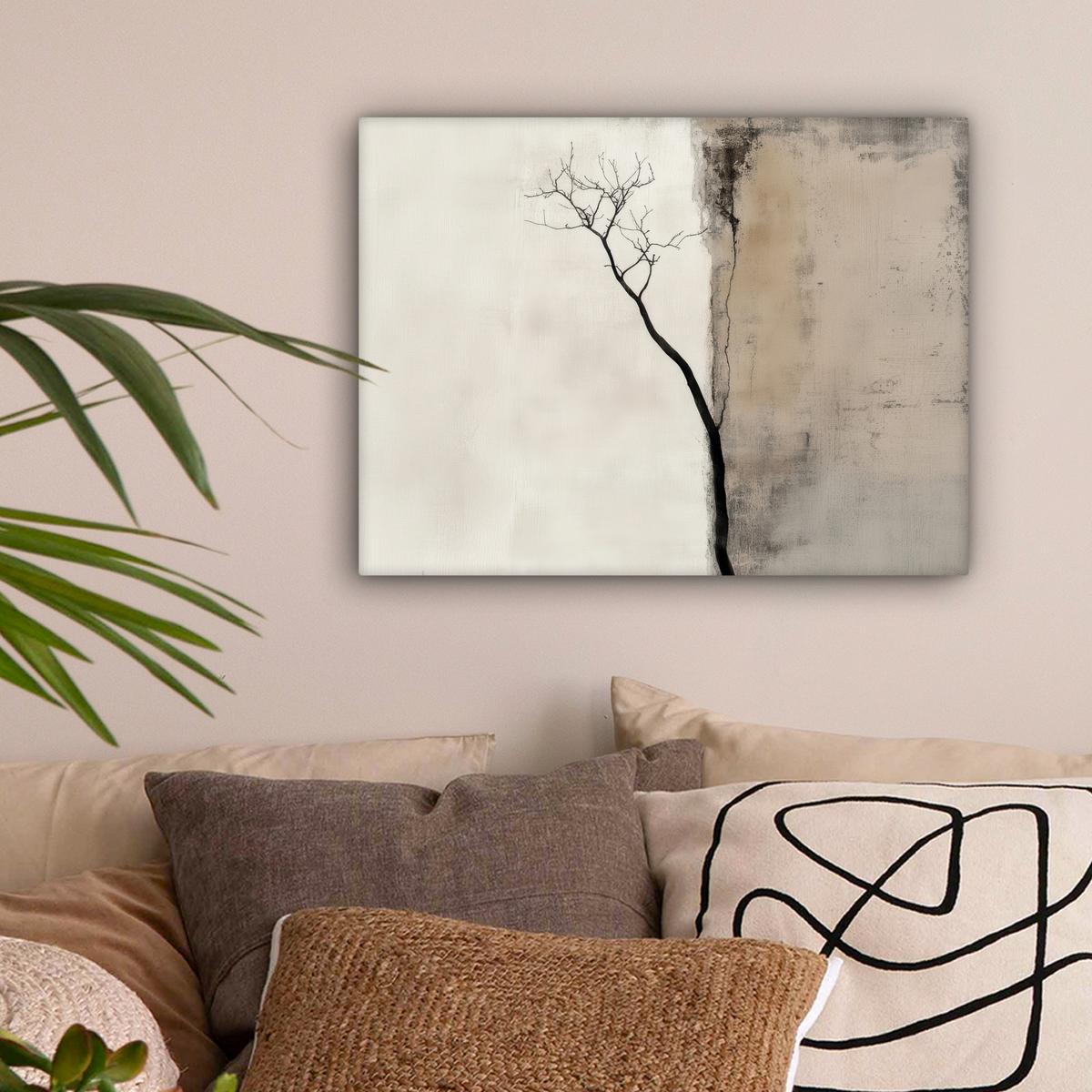 LEINWANDBILD Wabi sabi - Pflanze - Beige Wandbild 40x30 cm - Taupe, Textil (40/30cm) - MuchoWow
