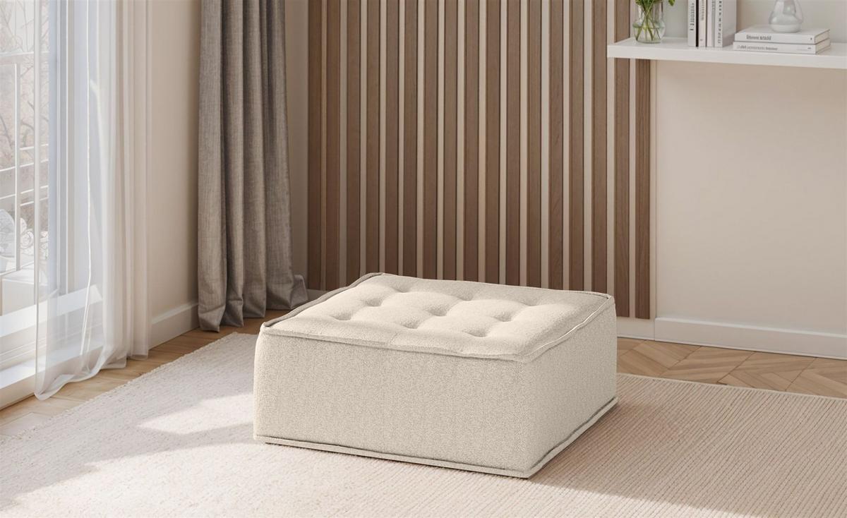 POLSTERHOCKER Sande In Alpine - Beige, Holzwerkstoff/Textil (90/38/90cm) - Fun Möbel