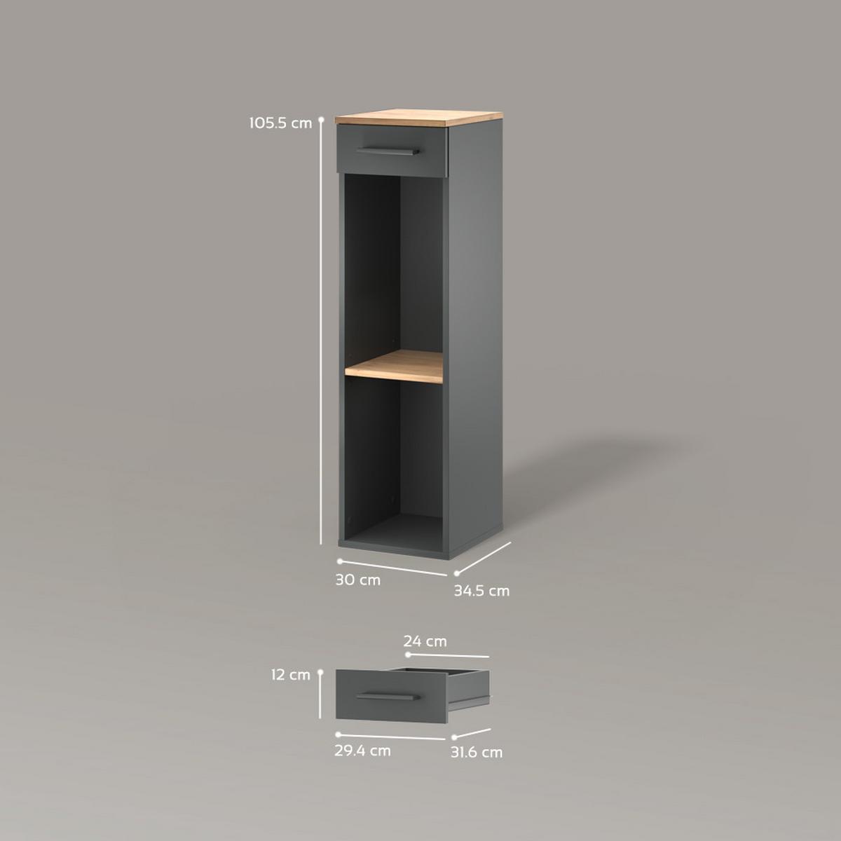 WEINREGAL Regusa Goldkraft Eiche/Anthrazit 30 x 106 cm - Honigeiche/Anthrazit, Holzwerkstoff (30/106/34.5cm) - Livinity®