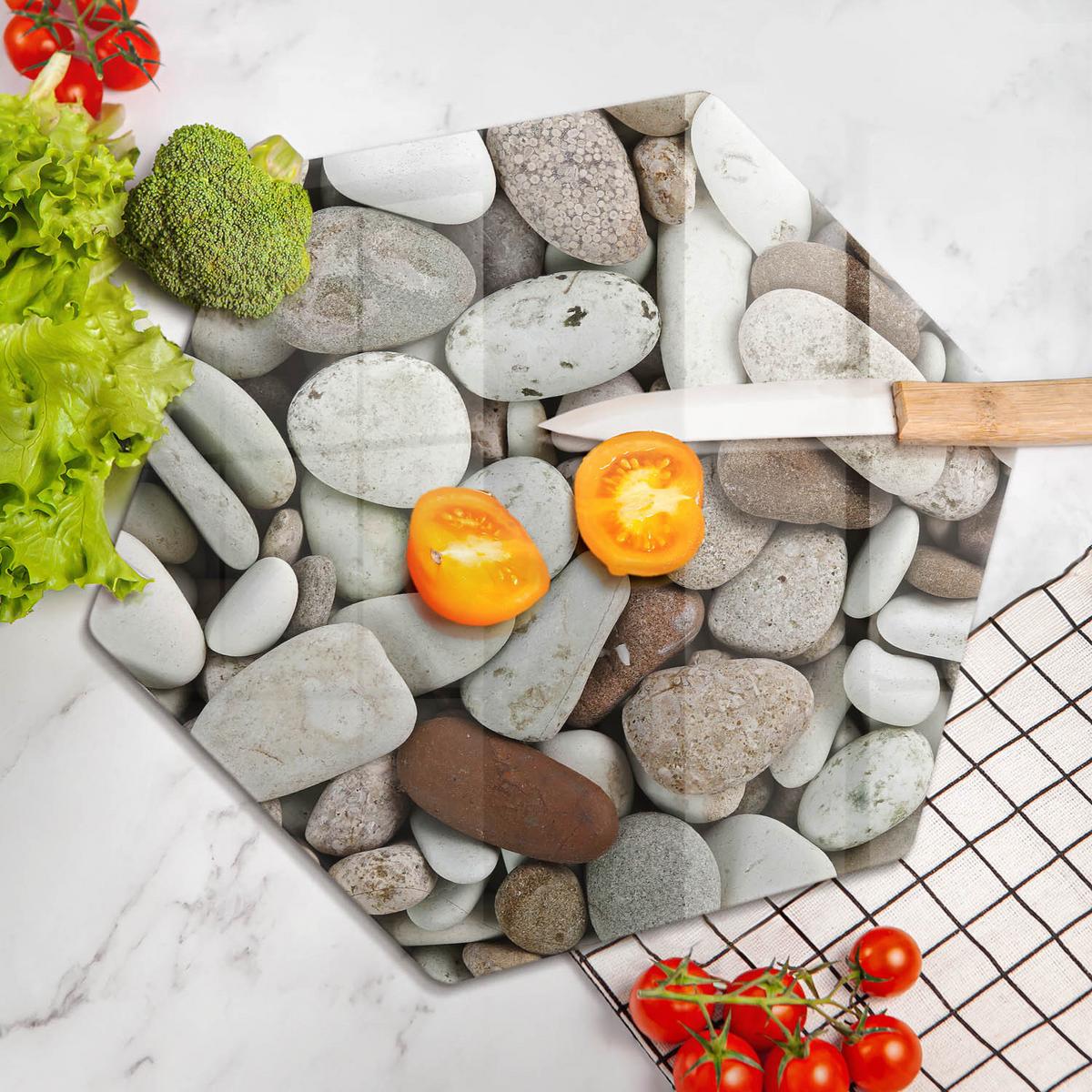 GLASPLATTE 40 cm Hintergrund kleine Steine - Hellgrau, Glas (40/40cm) - Wallfluent