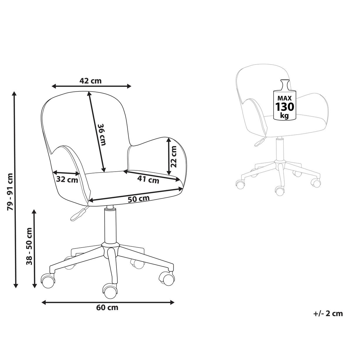 BÜROSTUHL Bouclé Cremeweiß Priddy - Silberfarben/Weiß, Textil (60/79/60cm) - Beliani