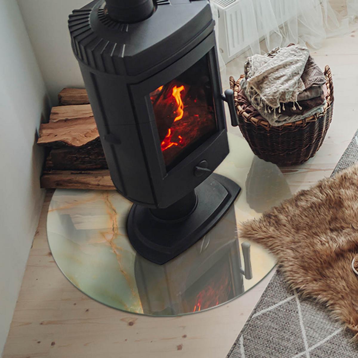 GLASPLATTE für Kamin Ø 70 cm - Türkis, Glas (70/70/0.4cm) - TULUP