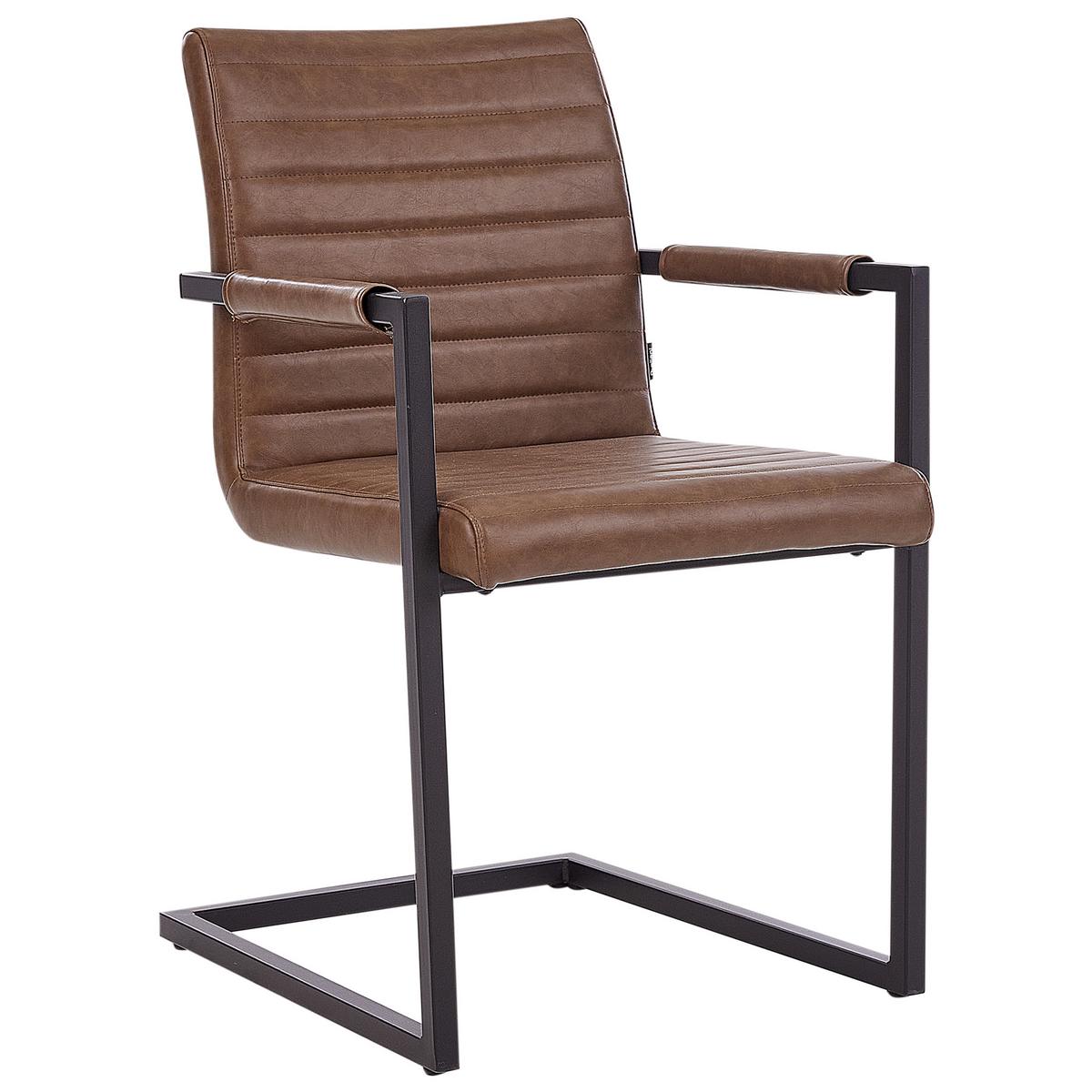 KONFERENZSTUHL 2er-Set Kunstleder Braun Buford - Braun, Kunststoff (52/87/54cm) - Beliani