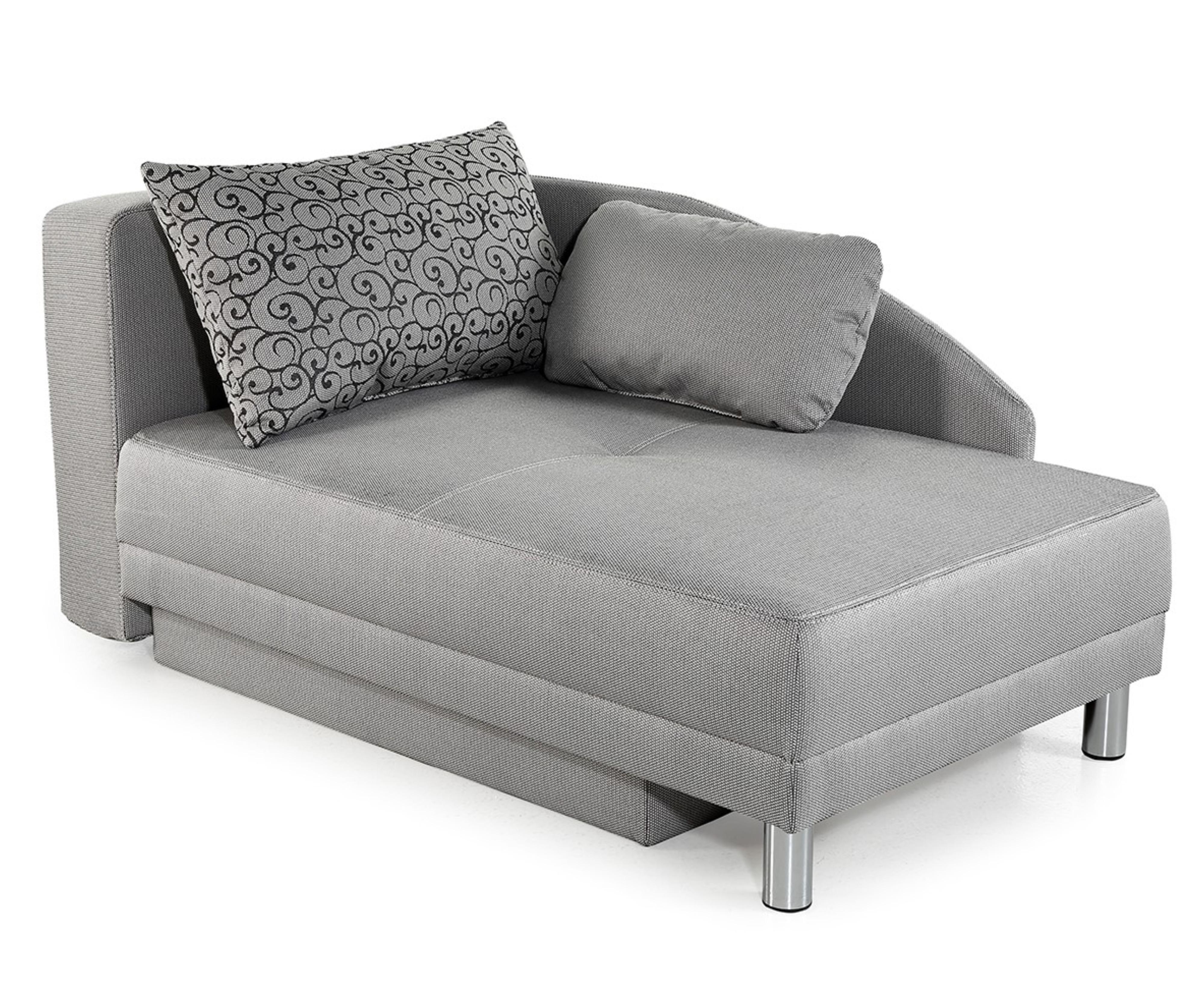 RÉCAMIERE-SCHLAFSOFA mit Bettkasten, Federkern, seitenverkehrt montierbar B149/T90/H80 cm, Liegefläche 200x84 cm, Webstoff Hellgrau / 15122 - Chromfarben/Hellgrau, Textil/Metall (149/80/90cm) - luma-home