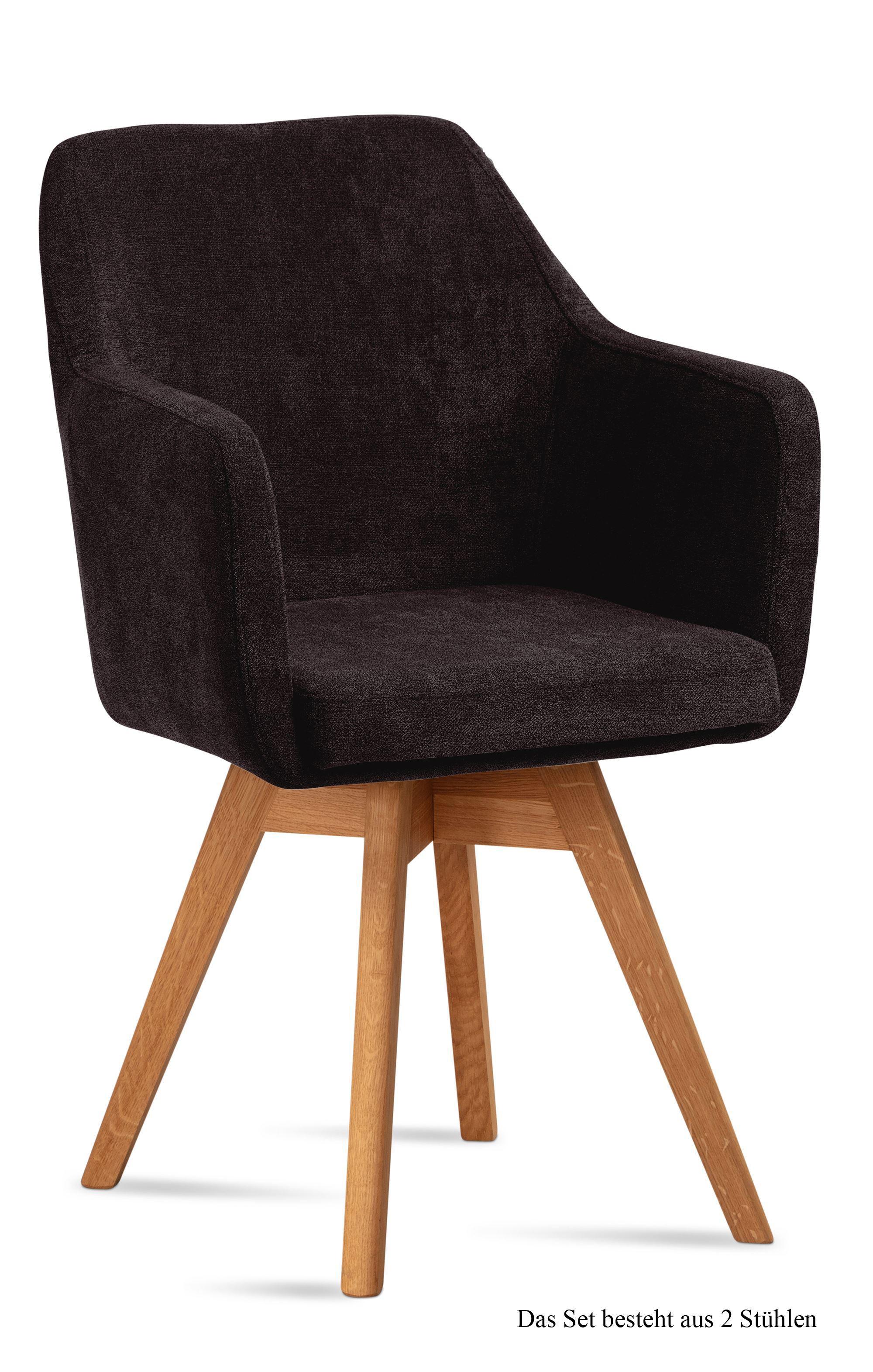 ARMLEHNSTUHL drehbar (2er-Set) Dorry 57x87x60 Eiche geölt/Espresso - Eichefarben/Dunkelbraun, Kunststoff (60/87/57cm) - 58aufmkessel