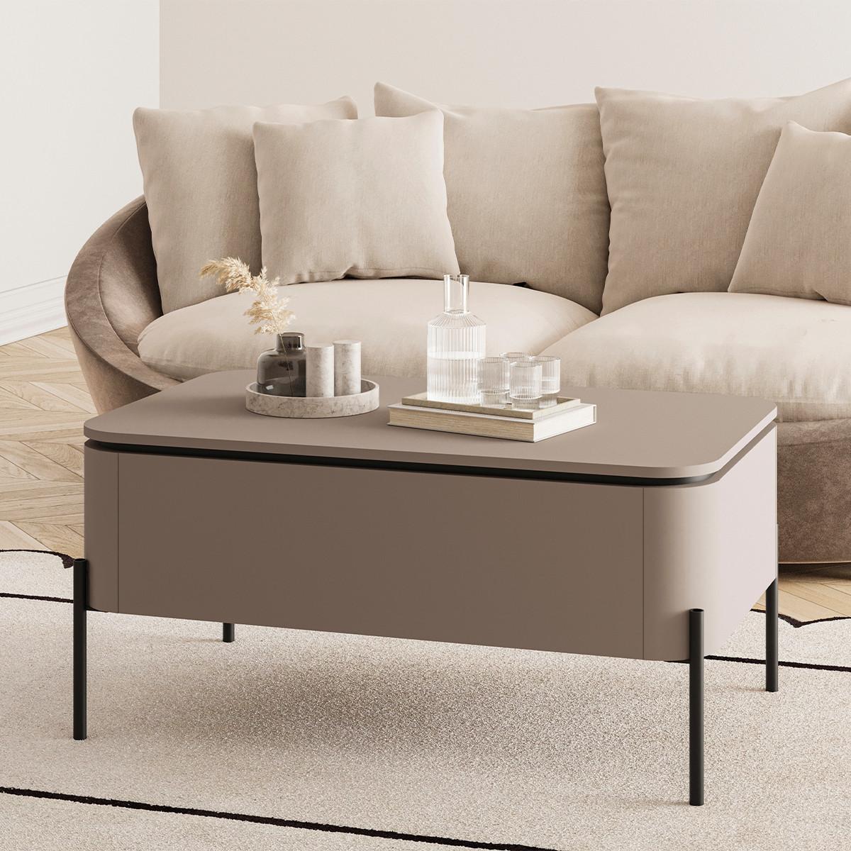 COUCHTISCH Taupe - Taupe, Holzwerkstoff (60/98/46.8cm) - Petits-meubles