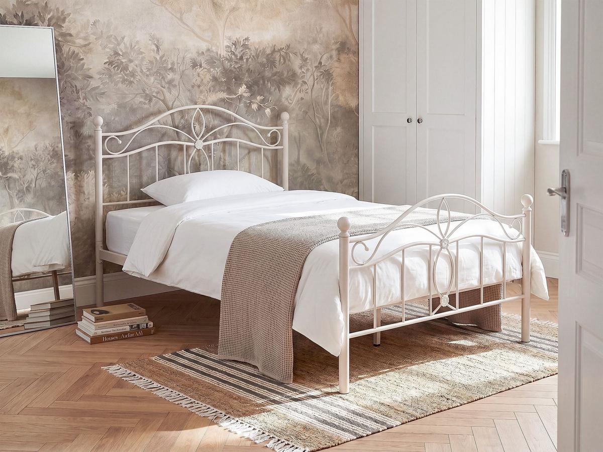 BETT mit Lattenrost 120/200 Stahl Hellbeige Antlia - Beige, Metall (120/200cm) - Beliani