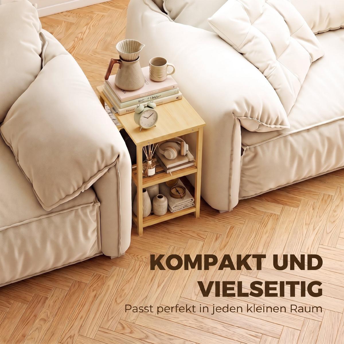 BEISTELLTISCH Bambus Naturholz - Naturfarben, Holz/Bambusholz (40.6/30/50.5cm) - HOMCOM