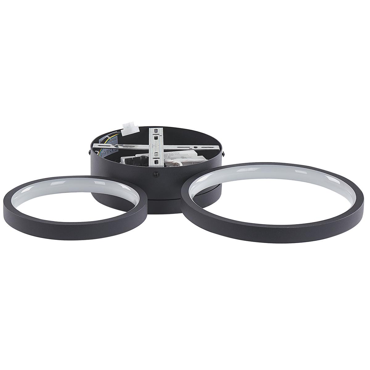 DECKENLEUCHTE Agnat 36/41/7 cm - Schwarz, Metall (36/45/7cm) - Beliani
