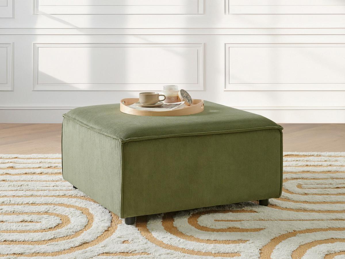 OTTOMANE Cord Grün Ardal - Grün, Textil (86/45/86cm) - Beliani