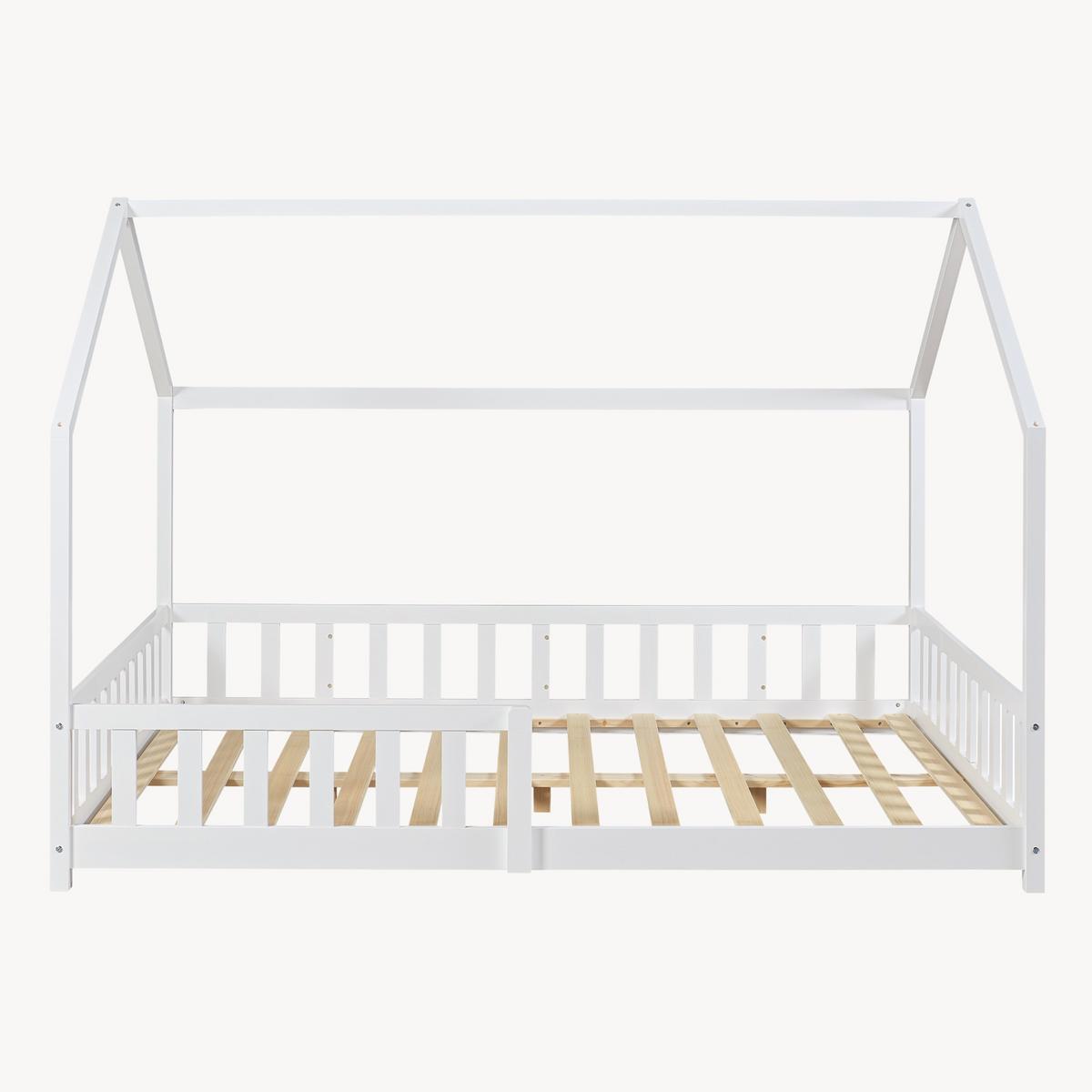 HAUSBETT Hesel - Weiß, Holz (140/200cm) - [en.casa]