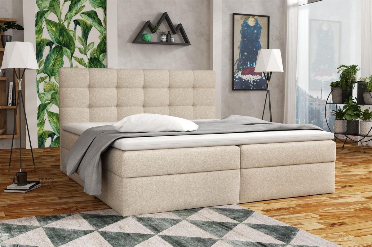 BOXBETT Doriano In Sawana - Beige, Holzwerkstoff/Textil (180/200cm) - Fun Möbel