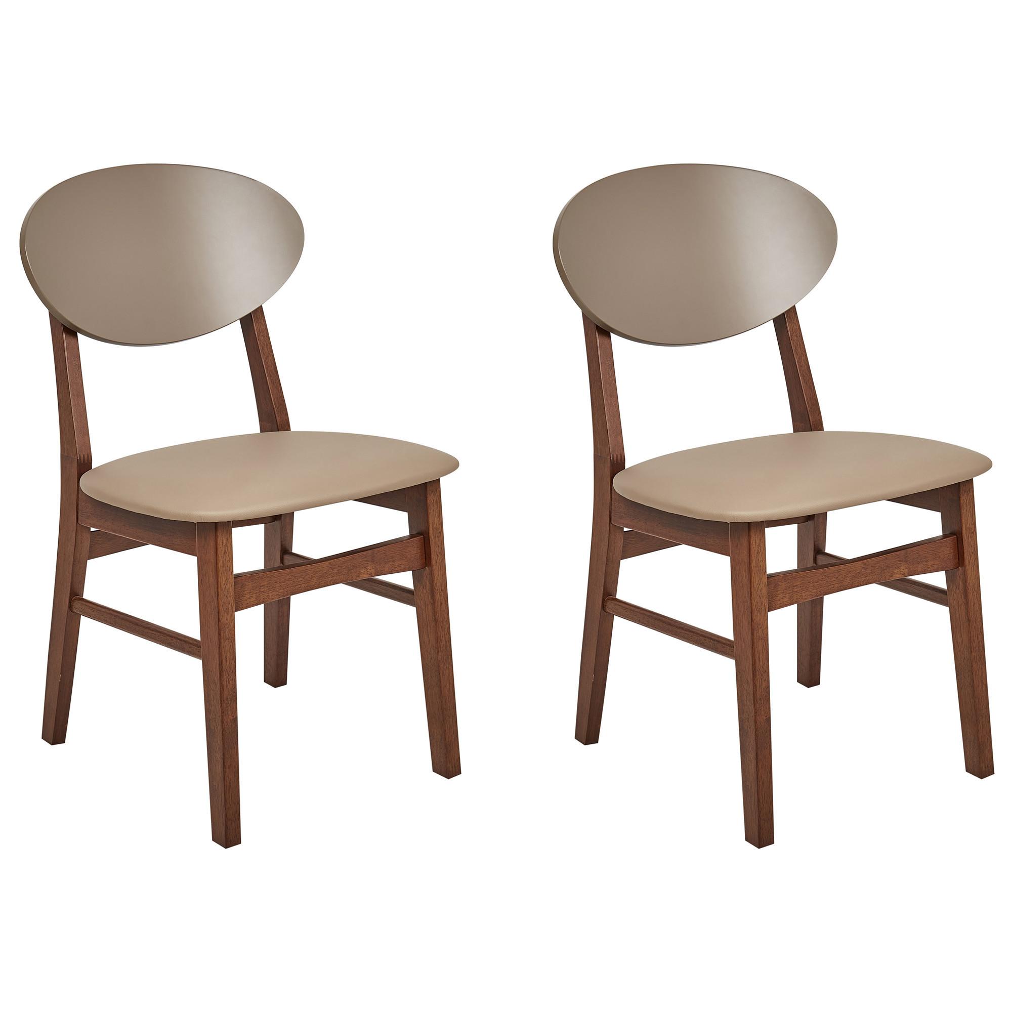 ESSZIMMERSTUHL 2er-Set Holz Hellbraun/Braun Amery - Hellbraun, Holz (45/80/50cm) - Beliani