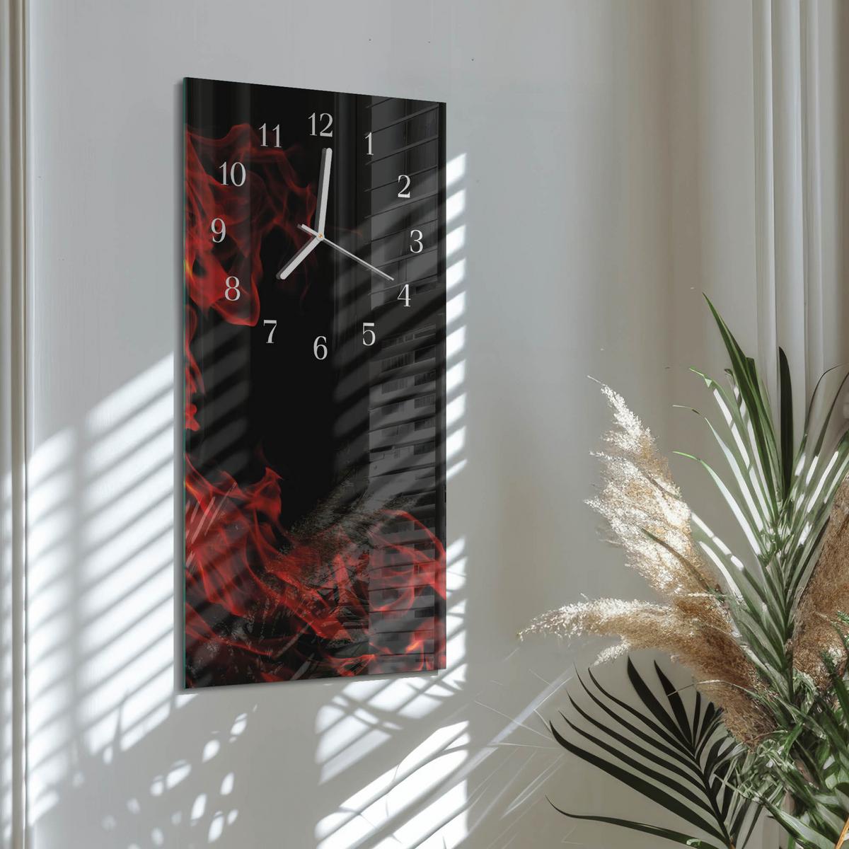 WANDUHR aus Glas 30x60 cm - Feuer - Multicolor, Glas (30/60/0.4cm) - TULUP