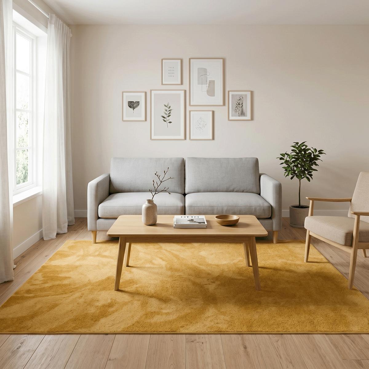 HOCHFLOR LANGFLOR TEPPICH SUPER SOFT MELIA - Currygelb, Textil (120/170cm) - Pergamon
