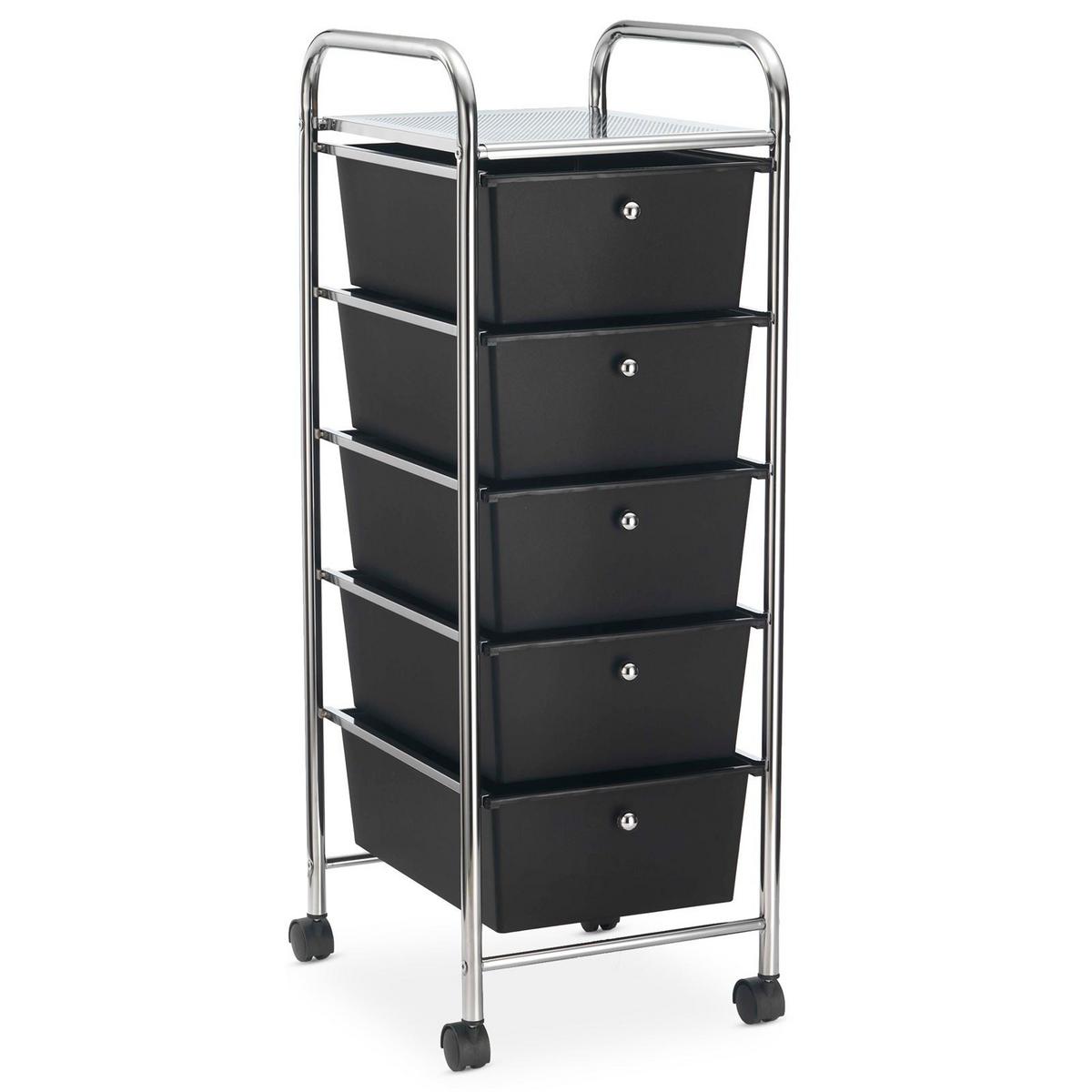 BADROLLWAGEN GINA schwarz - Schwarz, Kunststoff/Metall (33/94/39cm) - IDIMEX